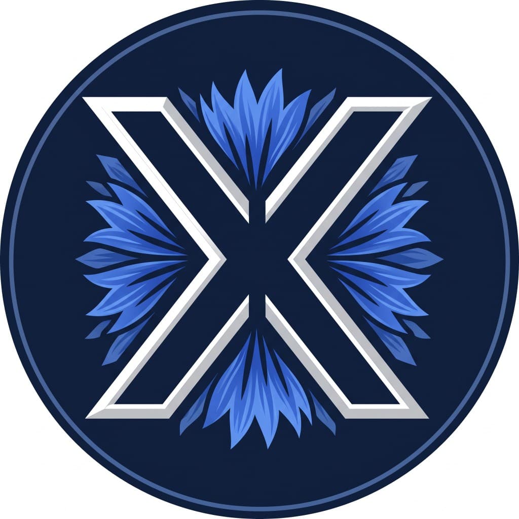 TSCM Partners colour emblem, cornflower and X